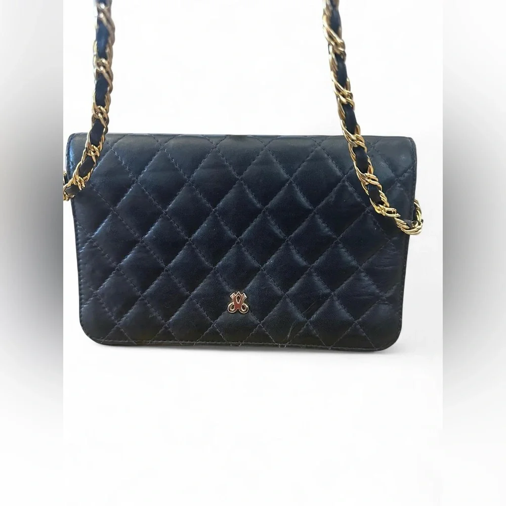 Jay Herbert NY Vintage Quilted Chain Crossbody Navy